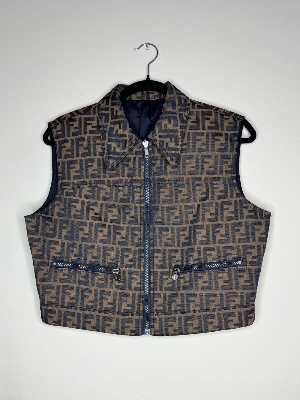 Vintage Fendi Brown Monogram Reversible Vest